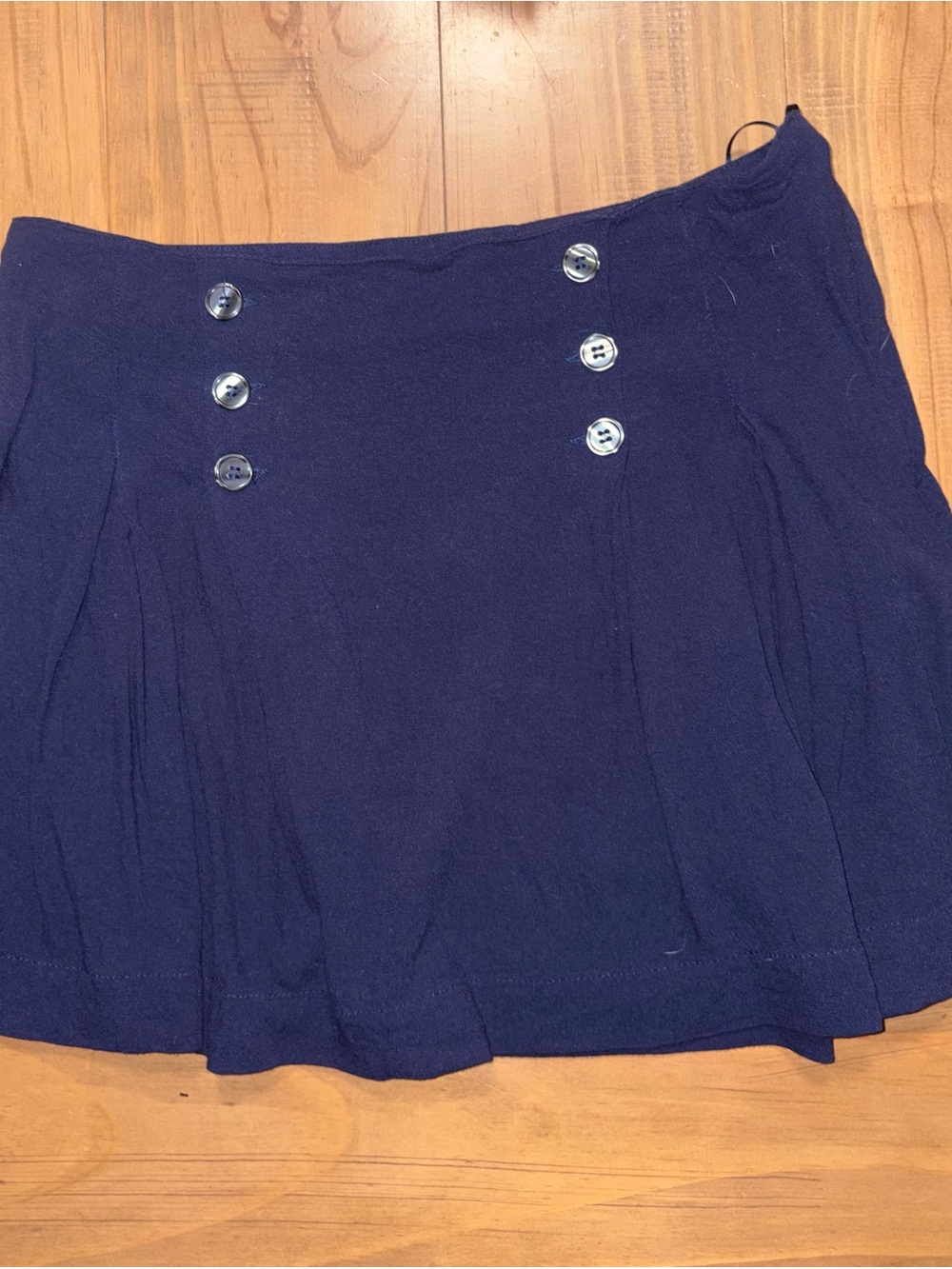 Free People Navy Button-Front Skater Skirt